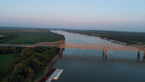 Aerial-shot-of-Bi-State-Vietnam-Gold-Star-Bridge-bridging-Indiana