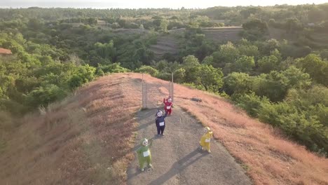 Aerial-shot-of-the-Teletubbies-hill--in-Bali