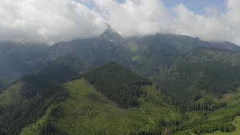 Aerial-Panoramic-View-of-Deforestation-in-Tatra-Mountain-On-a-Sunny-Day-in-Ždiar,-Slovakia