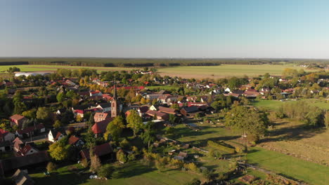 Small-European-village-in-German-countryside,-summer-aerial-view