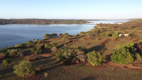 Low-Altitude-Forward-Flight-Over-Inhampavala-Lake-in-Chindeguele-Region-of-Mozambique