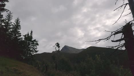 Footage-View-From-Hiking-Trail-To-Krivan-With-Cloudly-Sky-above-in-Slovakia---Wide-Shot