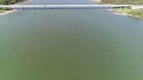 Aerial-video-of-Lake-Lavon-on-the-North-West-side-approaching-bridge