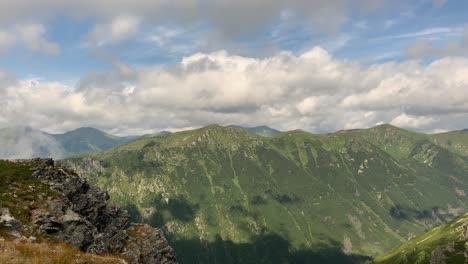 Wide-View-of-the-High-Tatras-Mountain-in-Slovakia-With-Cloudly-Sky-Above---Wide-Shot