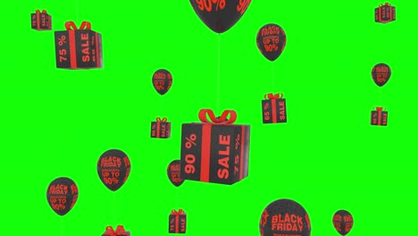 Schwarzer-Freitag-Fliegende-Luftballons-Mit-Boxen-Mega-Rabatt-Verkaufsschleife-Mit-Transparentem-Hintergrund-Grüner-Bildschirm-Uhd