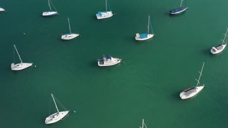 Aerial-view-of-yacht-cub-and-marina-on-sunny-day