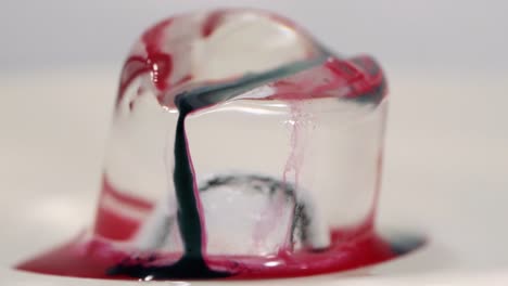 Slow-motion-paint-falling-on-ice-cube-shot-in-macro