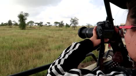 Woman-using-long-lens-camera-to-take-pictures-of-wild-animals