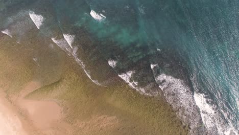 Aerial-Top-down-view-of-waves-splashing-against-the-coast