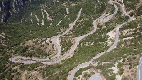 Drone-footage-of-Mountain-road-in-zigzag