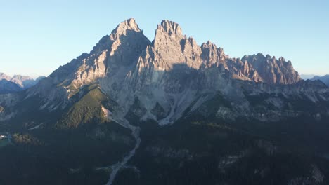 Monte-Cristallo-mountain-peak-aerial-establishing-shot