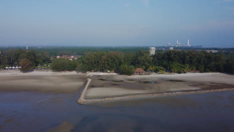 Aerial-drone-View-of-Bagan-Lalang-beach,-Malaysia