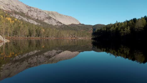 Norwegian-mountain-lake-with-mirroring-effect-in-the-water