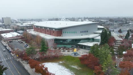 Wide-shot-of-Spokane-Arena,-home-to-hockey-games-and-concerts-in-Eastern-Washington