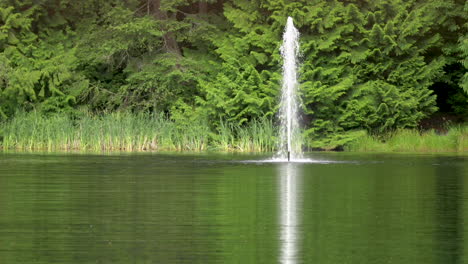 Water-fountain-flowing-in-small-rural-pond