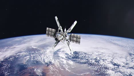Satélite-Espía-De-Alta-Tecnología-En-Busca-De-Un-Objetivo-En-órbita-Del-Planeta-Tierra