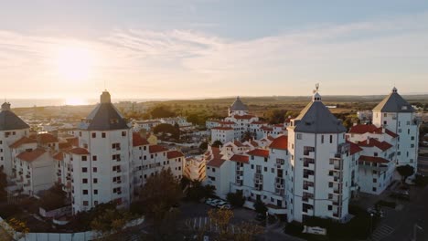 a-drone-footage-of-a-european-town-during-the-beautiful-golden-hour