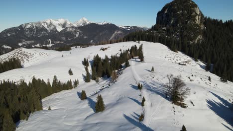 Montañas-Nevadas-Y-Bosques-En-Invierno-En-Los-Alpes-En-Austria