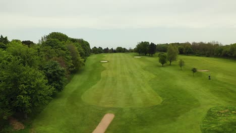 Aerial-Flyover-Shot-of-Parkland-Golf-Course-in-Fife,-Scotland