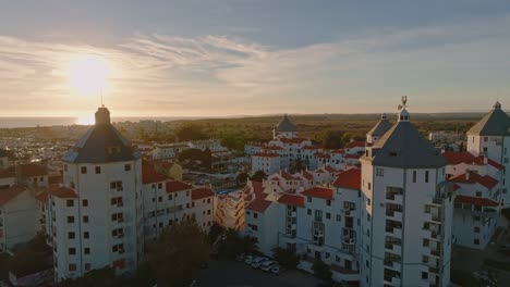 a-drone-footage-of-a-european-town-during-sunset