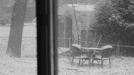 Snowfall-in-extreme-slow-motion-in-a-backyard