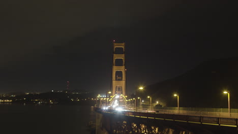 Time-lapse-shot-of-the-Golden-Gate-Bridge-at-night-located-in-San-Francisco-California