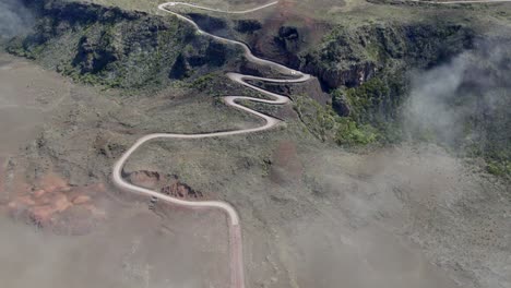 A-fly-over-the-volcanic-road-of-Reunion-Island