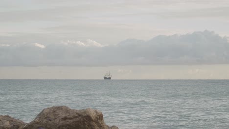 16th-Century-Galleon-Andalucia-replica-ship-sailing-in-the-Mediterranean-sea-in-a-beautiful-cloudy-day-at-sunrise
