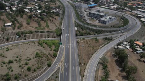 aerial-view-of-round-about-hazara-motorway,-abatabod-motorway