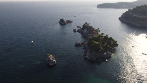 Cinematic-Aerial-View-Of-Panagia-Island-Off-The-Coast-Of-Parga-In-The-Ionian-Sea