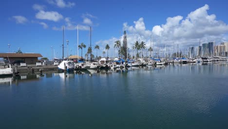 Ala-Moana-Boat-Harbor-on-sunny-day-in-Honolulu-Hawaii
