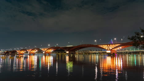 Night-time-lapse-of-Seongsandaegyo-Bridge