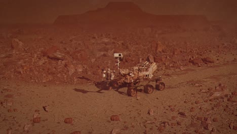 Perseverance-Rover-Auf-Der-Marsoberfläche-Während-Eines-Staubsturms