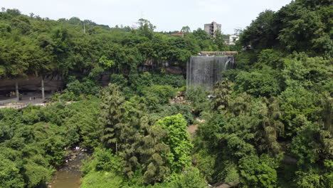 UAV-takes-pictures-of-the-waterfall-in-the-distance