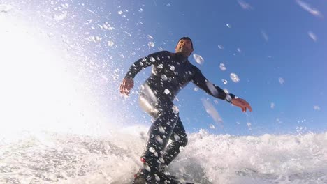 Surfer-on-Blue-Ocean-Wave-Surfing-Getting-Barreled