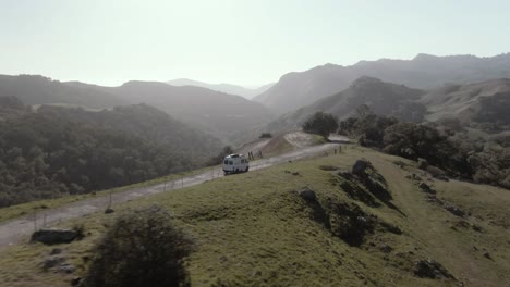 close-up-of-a-van-lifer-driving-through-the-back-roads-of-California