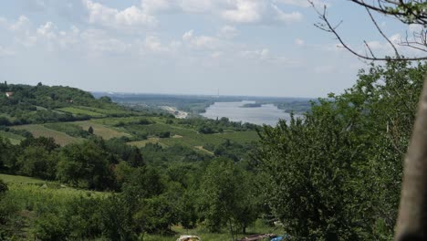 Skyline-über-Donau-Und-Weinberg-Und-Felder-Europa-Serbien