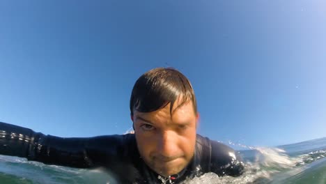 Surfer-on-Blue-Ocean-Wave-Surfing-Getting-Barrelled