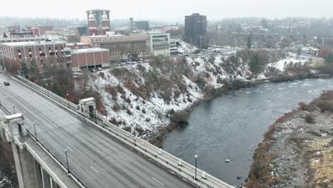 Aerial-view-of-Monroe-Street-Bridge-in-downtown-Spokane-during-winter