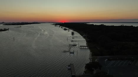 Aerial-view-of-sunset-over-Alabama-and-Florida