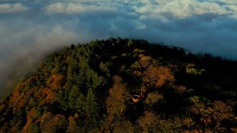 Kamera-über-Nebel-Und-Wald-Schwenken
