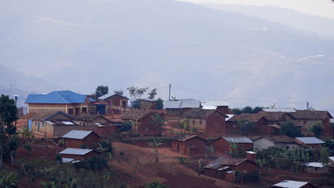 Rural-remote-village-on-the-hills-in-Rwanda,-Africa