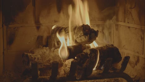 Ein-Video-Von-Holz,-Das-In-Einem-Kamin-Brennt,-Mit-Flammen-Und-Knisternden-Geräuschen