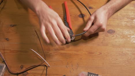 Stripping-Positive-and-Negative-electrical-wires-with-Wire-Strippers
