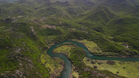Drone-shot-Pavlova-strana-viewpoint.-river-bent,-Montenegro