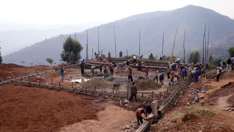 Construction-side-in-the-remote-rural-hills-of-Rwanda,-Africa
