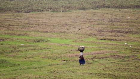 Mujer-Ruandesa-Caminando-Por-Campos-De-Agricultores-En-Zona-Rural