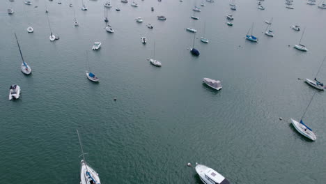 Aerial-view-of-luxury-yachts-and-sailboats-in-marina