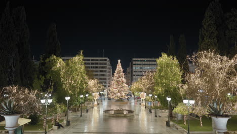 Illuminated-Christmas-tree-in-Syntagma-square-during-night-time