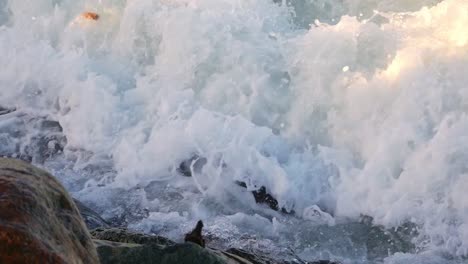 Sea-Waves-Crashing-on-Rocky-Shore-in-Slowmotion